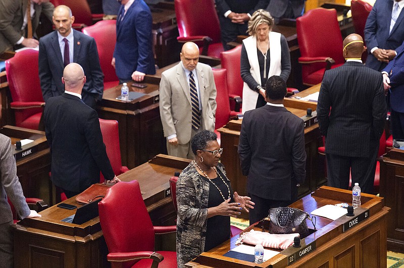 Tennessee lawmakers gather for a special session of the Tennessee General Assembly to take up incentives for Ford to create an electric vehicle manufacturing campus in West Tennessee, Monday, Oct. 18, 2021, at the State Capitol in Nashville, Tenn. (Stephanie Amador/The Tennessean via AP)