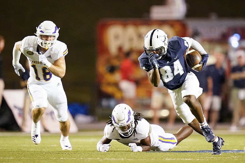 Samford Athletics photo / Samford wide receiver Kendall Watson (84), shown during a Sept. 2 game against Tennessee Tech, has 29 catches for 332 yards this season for the Bulldogs, who will host UTC on Saturday. Watson was a prep standout at McCallie, and he'll face some of his former Blue Tornado teammates as the Mocs visit.