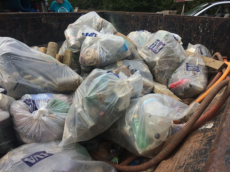 Contributed photo / Volunteers picked enough trash and junk from area waterways to fill more than 400 garbage bags during the recent Tennessee River Rescue cleanup.