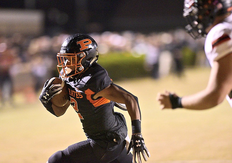 Staff file photo by Robin Rudd / De'Andre Kelly's interception to set up a South Pittsburg touchdown was one of the few highlights for the Pirates in Thursday night's home loss to Oakland of Murfreesboro.