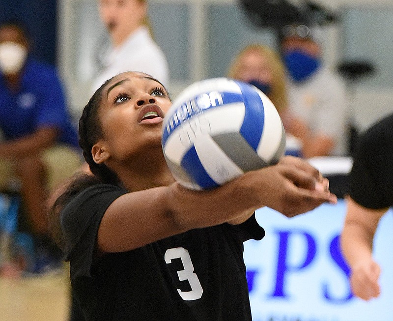 Staff file photo by Matt Hamilton / East Hamilton's Tristin Sutton had 40 assists, four kills and 10 digs Friday as the Lady Hurricanes lost to Hume-Fogg in the TSSAA Class AA volleyball state final.