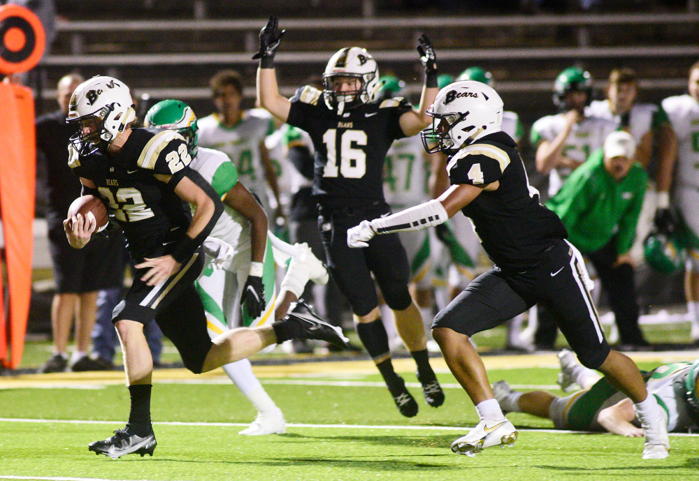 Staff Photo by Robin Rudd / Bradley's Jackson Wilson (22) runs for a Bear touchdown. The Bradley Central Bears hosted the Rhea County Golden Eagles in a TSSAA football game on October 22, 2021.