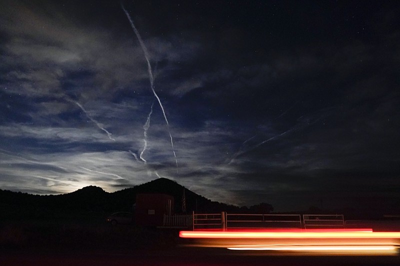 A car passes by the entrance to the Bonanza Creek Film Ranch in Santa Fe, N.M., Friday, Oct. 22, 2021. (AP Photo/Jae C. Hong)


