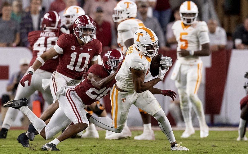 Tennessee Athletics photo by Andrew Ferguson / Tennessee redshirt junior receiver Cedric Tillman had seven receptions for a career-high 152 yards and a touchdown during Saturday night's 52-24 loss at Alabama.