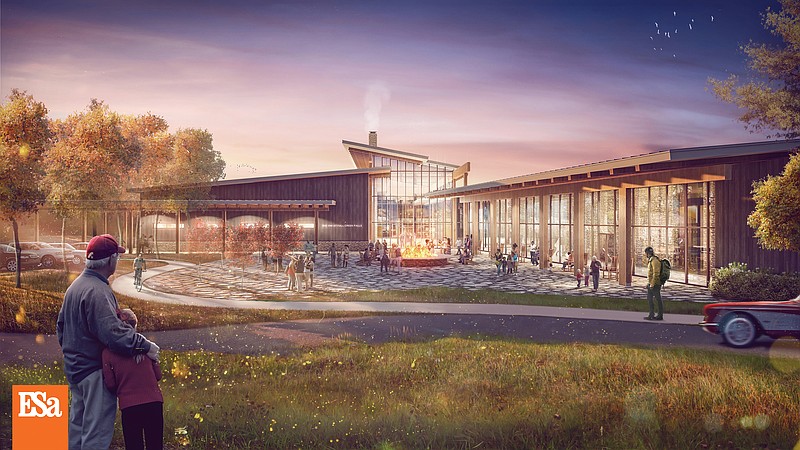 This rendering designed by Earl Swensson Associates shows the future Fall Creek Falls State Park Inn. The facility will feature lodging, a restaurant and conference center in Tennessee's largest and most visited state park (Contributed rendering/TDEC).