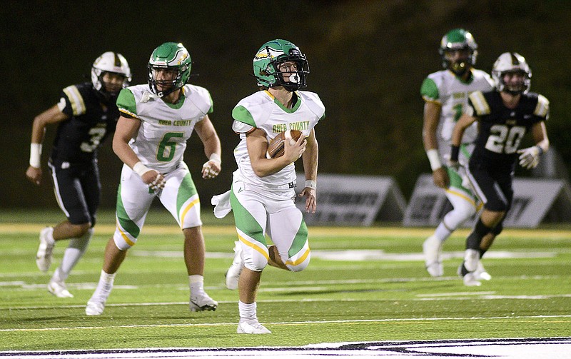 Staff photo by Robin Rudd / Rhea County's Ethan Davis carries the ball on a long run for a touchdown during an Oct. 22 game at Bradley Central.