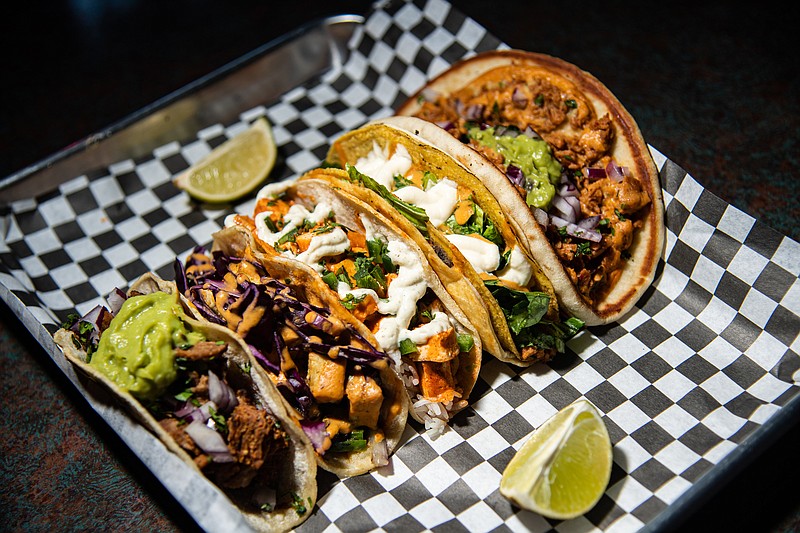 A "Fright of Tacos" served at Terror Tacos, a horror-themed vegan restaurant in St. Louis. / Photo by Michael B. Thomas/The New York Times