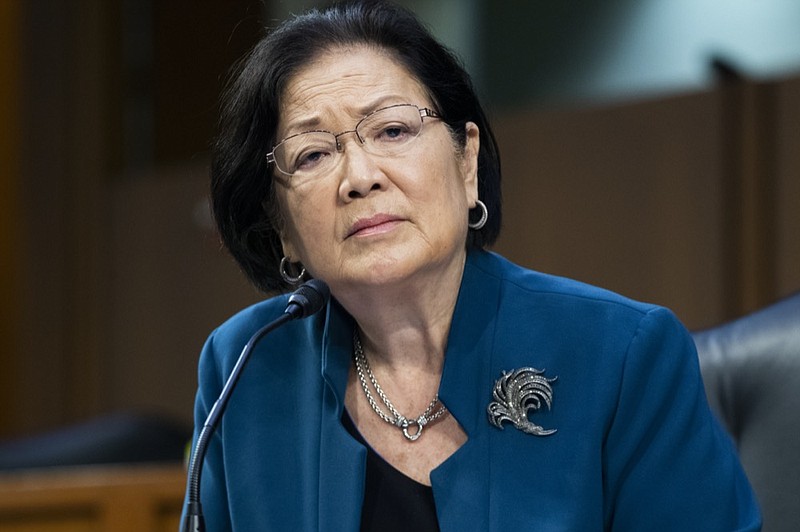 FILE - In this Sept. 29, 2021, file photo Sen. Mazie Hirono, D-Hawaii, listens during the Senate Judiciary Committee hearing to examine Texas's abortion law on Capitol Hill in Washington. (Tom Williams/Pool via AP, File)


