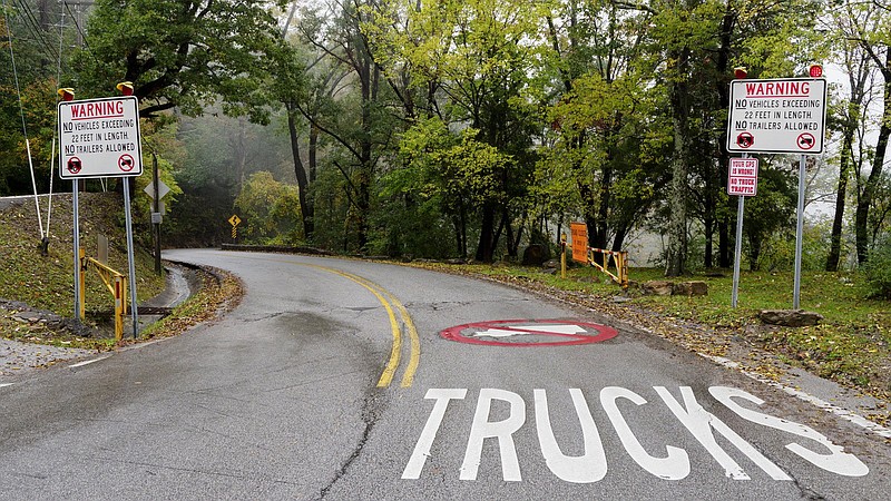 Staff photo by C.B. Schmelter / The W Road is seen on Monday, Oct. 12, 2020, in Signal Mountain, Tenn. Area residents are complaining about speeding, littering, and other problems that slow down traffic and impact life near the historic road.
