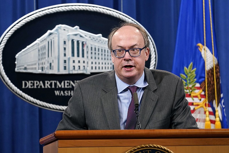 File photo by Susan Walsh, Pool, The Associated Press / In this Sept. 14, 2020, file photo, Jeff Clark, then-Assistant Attorney General for the Environment and Natural Resources Division, speaks during a news conference at the Justice Department in Washington. The House committee investigating the Jan. 6 riot at the U.S. Capitol has subpoenaed the former Justice Department lawyer.