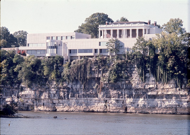 In this 1975 Chattanooga News-Free Press photo, the Hunter Museum of Art was set to re-open after a two-year renovation and addition project. The East Wing, shown here on the left, was the new structure and joined a 1905 mansion to form the museum. News-Free Press photo via ChattanoogaHistory.com.