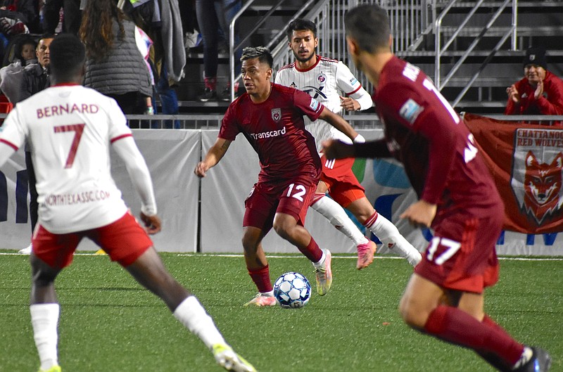 Staff photo by Patrick MacCoon / Chattanooga Red Wolves attacker Ricky Ruiz made key plays on both sides of the field in Saturday's USL League One quarterfinal at home against North Texas SC.