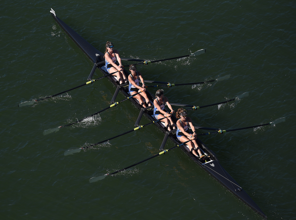 Staff Photo by Matt Hamilton / A team from Girls Preparatory School compete on Sunday November 7, 2021 during the Head of the Hooch regatta.