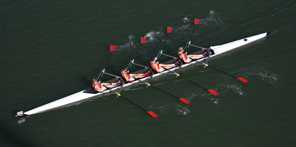 Staff Photo by Matt Hamilton / A team from Baylor competes on Sunday November 7, 2021 during the Head of the Hooch regatta.