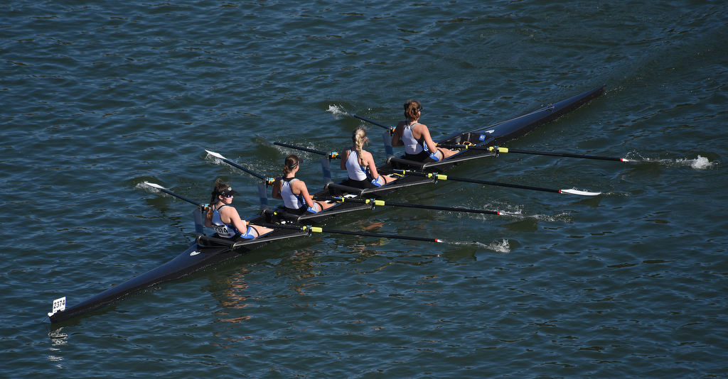 Staff Photo by Matt Hamilton / A team from Girls Preparatory School compete on Sunday November 7, 2021 during the Head of the Hooch regatta.