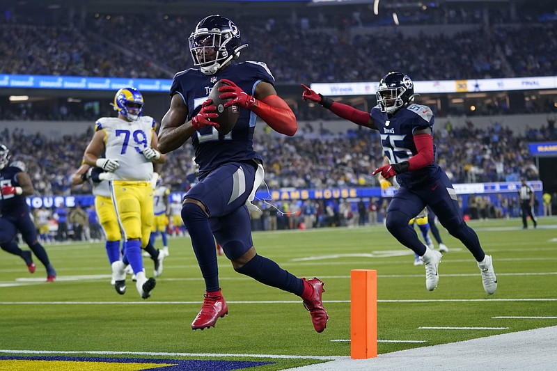 AP photo by Ashley Landis / Tennessee Titans free safety Kevin Byard returns an interception for a touchdown during the first half of Sunday's road win against the Los Angeles Rams.