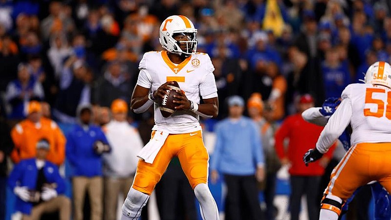 Tennessee Athletics photo by Andrew Ferguson / Tennessee fifth-year senior quarterback Hendon Hooker was named Monday as SEC offensive player of the week after throwing for 316 yards and four touchdowns in Saturday night's 45-42 win at Kentucky.