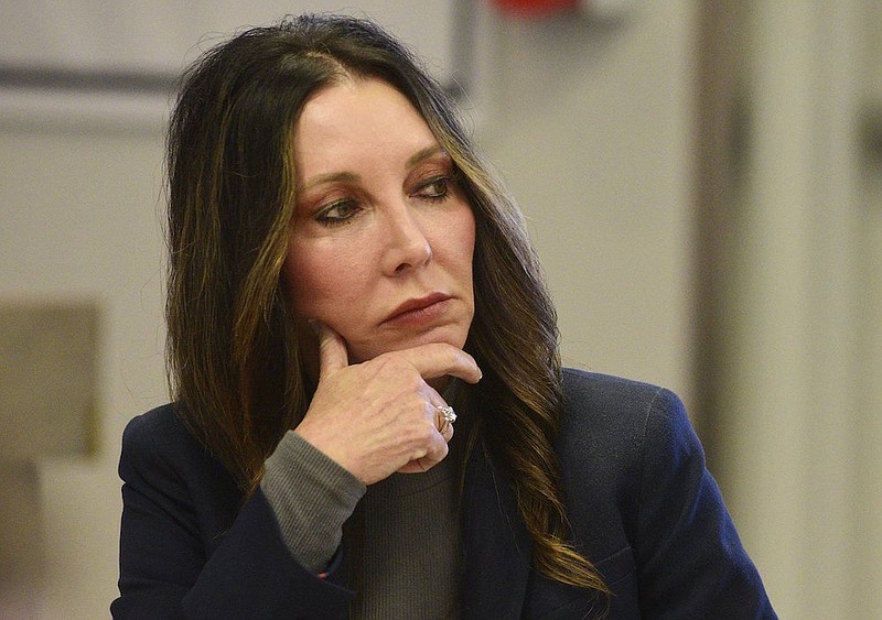 Staff Photo by Robin Rudd / Hamilton County Commission Chairwoman Sabrena Smedley listens during a joint meeting on Oct. 26, 2021, with the Hamilton County Board of Education to discuss redistricting and how it affects schools.