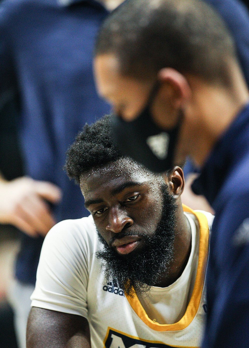 UTC men's basketball coach Lamont Paris and guard David JeanBaptiste