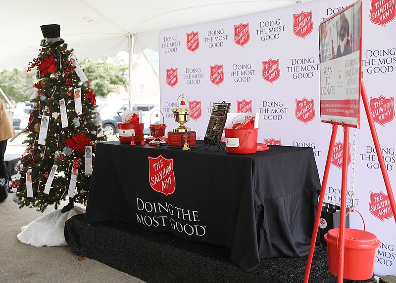 Contributed photo/ The Angel Tree Adoptions, Ringing at the Red Kettle and the #RedKettleChallenge that serve more than 10,000 individuals throughout the area are pictured at the Salvation Army's annual campaign kickoff event.