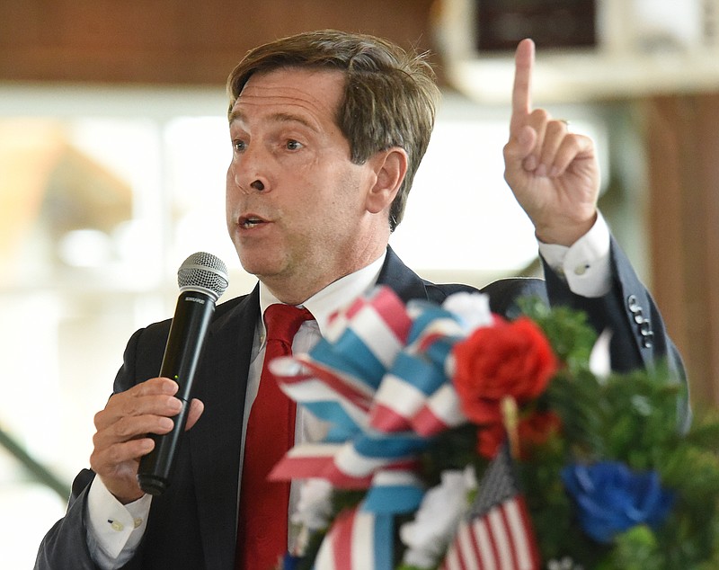 Staff Photo By Matt Hamilton / U.S. Rep. Chuck Fleischmann, R-Chattanooga, speaks during a Veterans Day ceremony in the Collegedale Commons last week.
