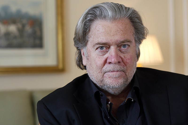 Former White House strategist Steve Bannon poses prior to an interview with The Associated Press, in Paris, May 27, 2019. Bannon, a longtime ally to former President Donald Trump, was indicted Friday, Nov. 12, 2021, on two counts of contempt of Congress after he defied a congressional subpoena from the House committee investigating the insurrection at the U.S. Capitol. (AP Photo/Thibault Camus, File)