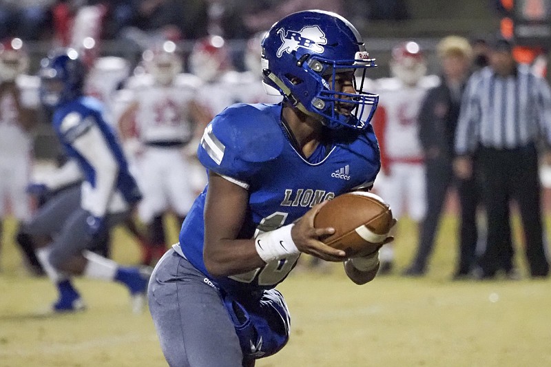 Staff file photo / Red Bank quarterback Joseph Blackmon helped lead the Lions to a 47-7 home win against Macon County on Friday night in the second round of the TSSAA Class 4A playoffs.