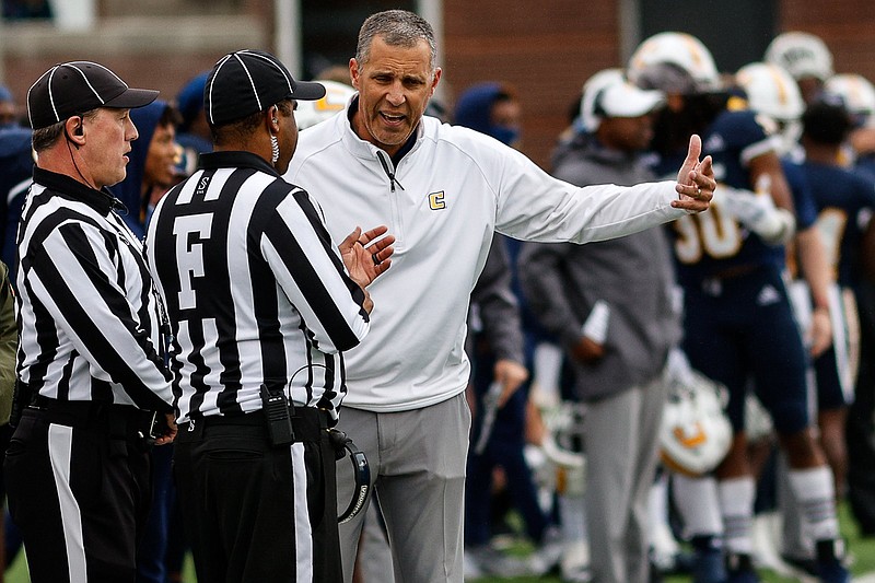 Staff file photo by Troy Stolt / UTC football coach Rusty Wright and the Mocs will try to regroup quickly after a 10-6 loss at Mercer as they host The Citadel this Saturday to close their SoCon schedule and the regular season.