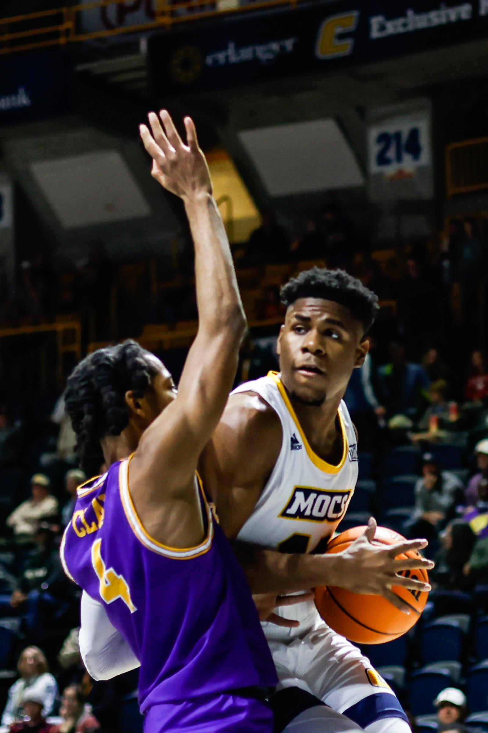 Staff photo by Troy Stolt / Mocs guard Malachi Smith (13) drives to the basket during UTC's home basketball game against the Tennessee Tech Golden Eagles at McKenzie Arena on Tuesday, Nov. 16, 2021 in Chattanooga, Tenn.