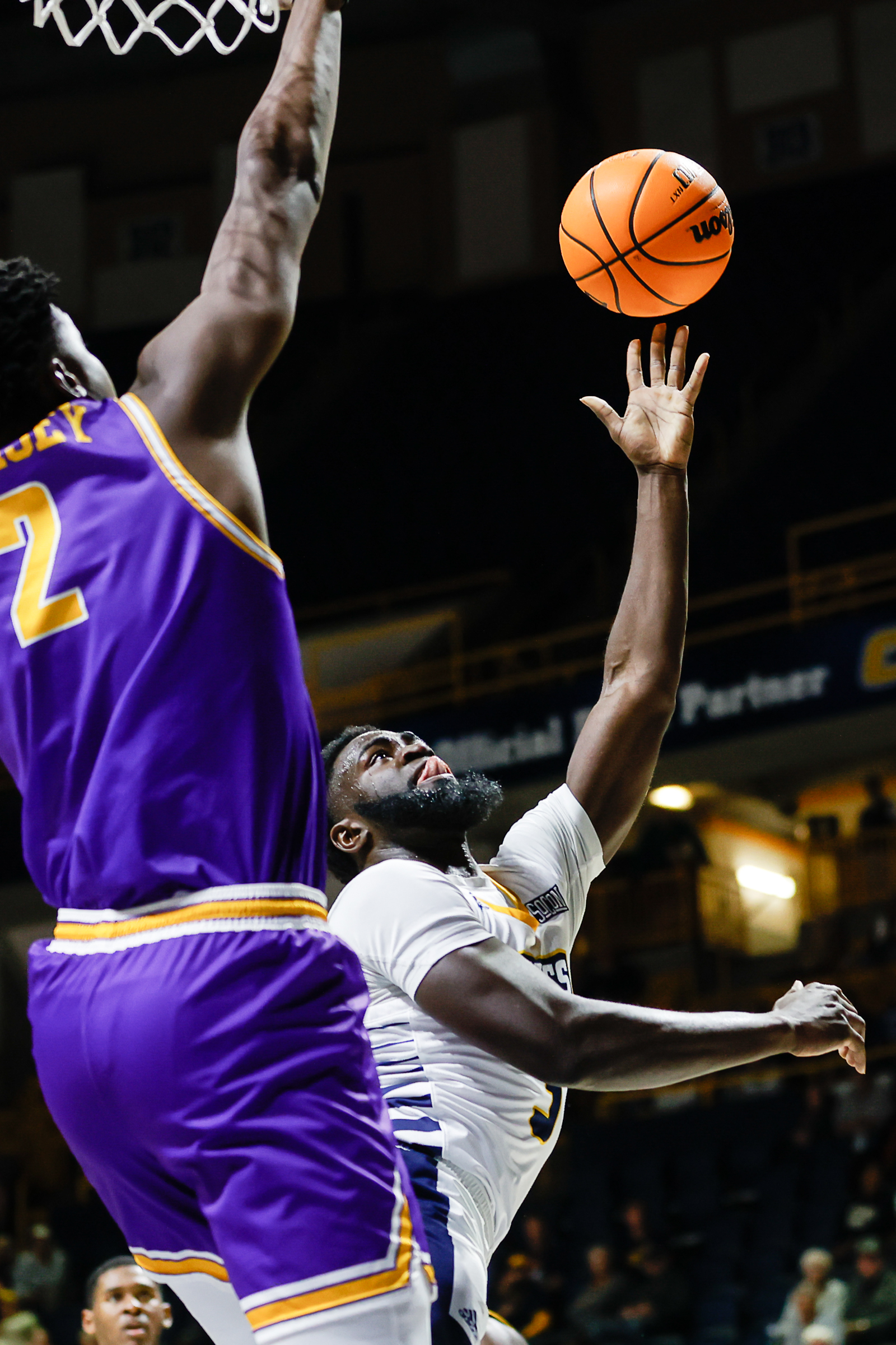 Staff photo by Troy Stolt / Mocs guard David Jean-Baptiste (3) lays the ball up during UTC's home basketball game against the Tennessee Tech Golden Eagles at McKenzie Arena on Tuesday, Nov. 16, 2021 in Chattanooga, Tenn.