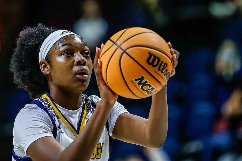 Staff file photo by Troy Stolt / UTC freshman Destiny McClendon helped the Mocs wrap up their first win of the season Wednesday night against Tennessee State in Nashville.