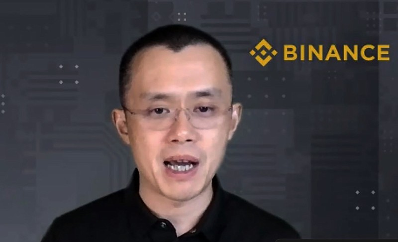 Binance CEO Changpeng Zhao answers a question during a Zoom meeting interview with The Associated Press on Tuesday, Nov. 16, 2021. Binance is the world's largest crypto exchange and hosts tens of billions of dollars' worth of trades every day. It's calling for a global regulatory framework for crypto markets. (AP Photo)