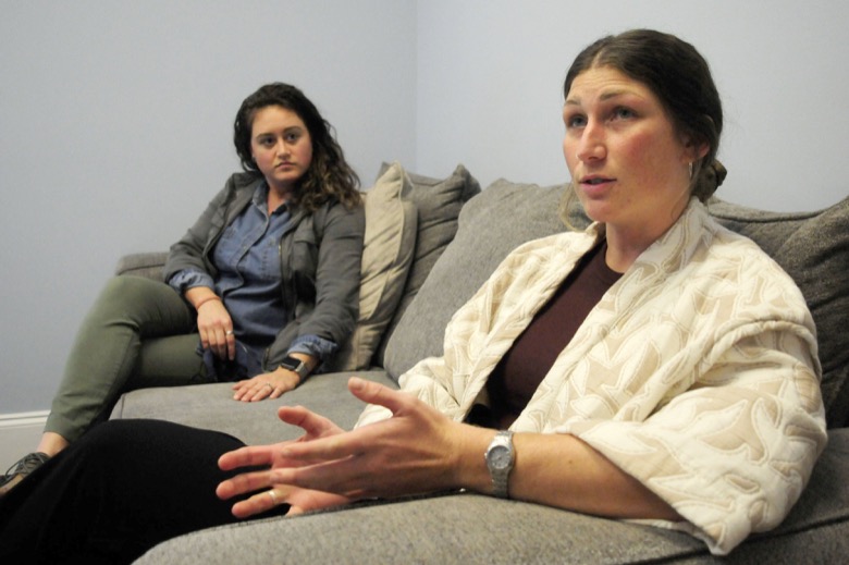 Staff Photo by Robin Rudd / Carley Chollman, mental health therapist at the Chattanooga Recovery speaks during a recent interview. The Chattanooga Recovery Center, located in North Chattanooga, aids people in their recovery from substance abuse. Listening in the background is Martha Law, lead therapist at the Chattanooga Recovery Center.