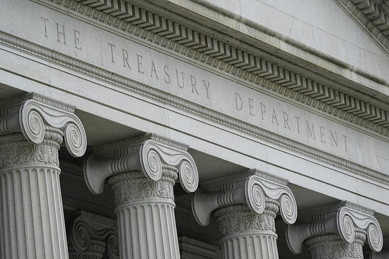 FILE - The Treasury Building is viewed in Washington, May 4, 2021. (AP Photo/Patrick Semansky, File)


