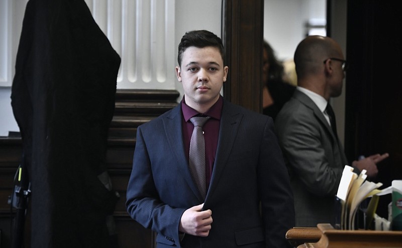Kyle Rittenhouse enters the courtroom to hear the verdicts in his trial at the Kenosha County Courthouse in Kenosha, Wis., on Friday, Nov. 19, 2021. (Sean Krajacic/The Kenosha News via AP, Pool)


