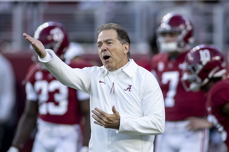 AP photo by Vasha Hunt / Alabama football coach Nick Saban knows anything else his team might accomplish this season would be taken down a notch if the Crimson Tide don't beat Auburn in their annual Iron Bowl rivalry game on Saturday.