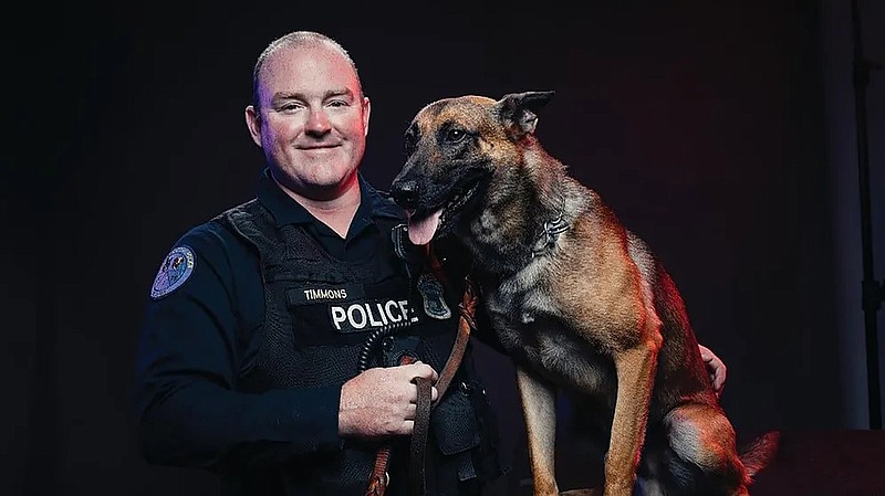Chattanooga police officer Lucas Timmons and K-9 Burt participated in the Nov. 15 Detection Dog Challenge, which will air Sunday on ESPN2. / Photo courtesy Chattanooga Police Department