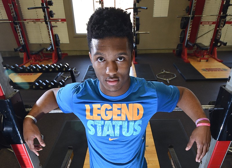 In this staff file photo, Baylor junior Brendon Harris stands in the school weight room in 2017.