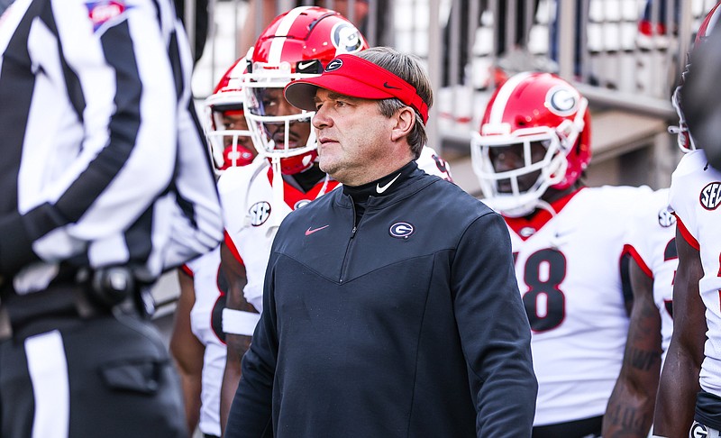 Georgia photo by Tony Walsh / Georgia football coach Kirby Smart, shown before last weekend's win at Georgia Tech, would like to be recruiting right now but is happier preparing for this Saturday's SEC championship game against Alabama.