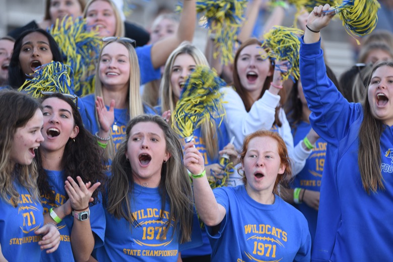 Staff Photo by Matt Hamilton / Donelson Christian Academy fans cheer on the Wildcats on Thursday, December 2, 2021 at Finley Stadium. Nashville Christian School and Donelson Christian Academy played in the Division II Class A state championship game Thursday.