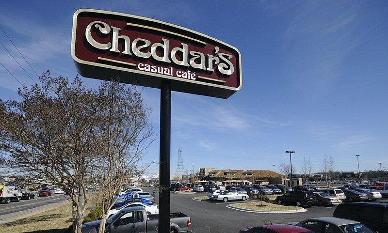 Staff File Photo / The Cheddar's restaurant sign is shown at the eatery's location on Gunbarrel Road in Chattanooga.
