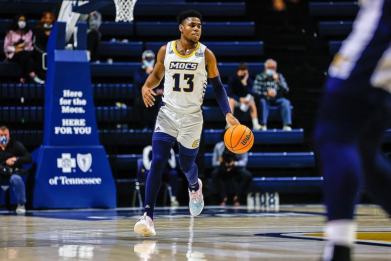 Staff file photo by Troy Stolt / UTC guard Malachi Smith averaged 27.3 points and seven rebounds per game during the Mocs' 3-0 road swing that wrapped up with Wednesday's win against UNC Asheville. UTC hosts Tennessee Wesleyan on Sunday.