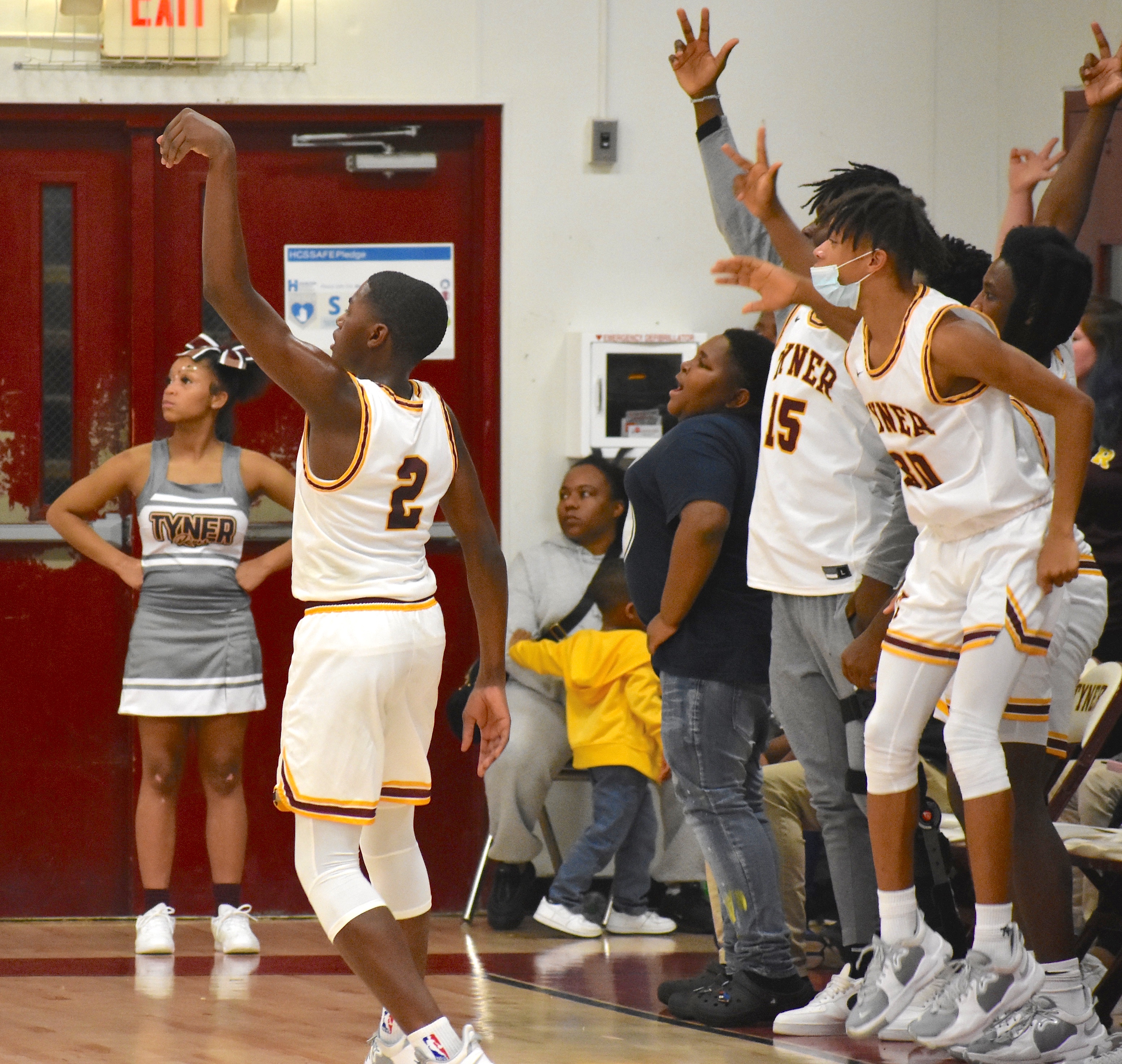 Staff photo by Patrick MacCoon / Tyner guard Rodney Henderson makes his fourth 3-pointer of the second half.