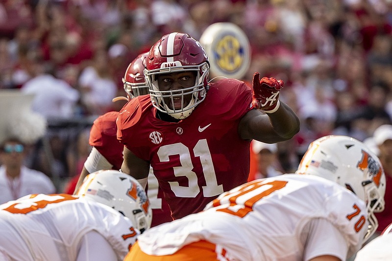 AP file photo by Vasha Hunt / Alabama linebacker Will Anderson Jr. (31) finished fifth in Heisman Trophy voting this year, one spot shy of being invited to New York City for Saturday's presentation ceremony.