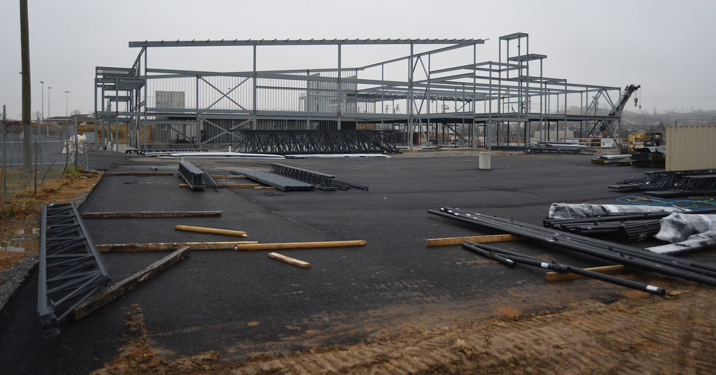 Staff Photo by Matt Hamilton / The Grace Baptist Church and Academy construction site sits idle on Friday, Dec. 10, 2021.