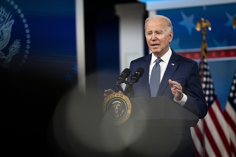 Photo by Doug Mills of The New York Times / President Joe Biden speaks about his administration's work to strengthen the nation's supply chains and lower everyday costs for families at the White House in Washington on Wednesday, Dec. 1, 2021.