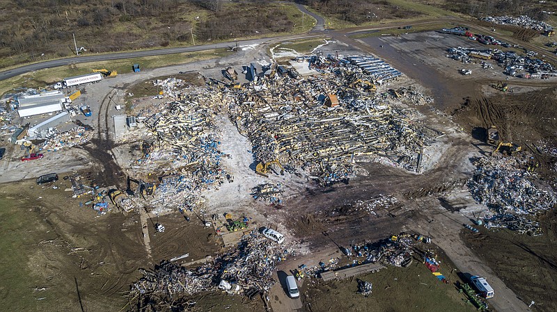 Photo by Johnny Milano of The New York Times / The candle factory in Mayfield, Ky, shown on Dec. 12, 2021, was almost completely destroyed by a tornado.