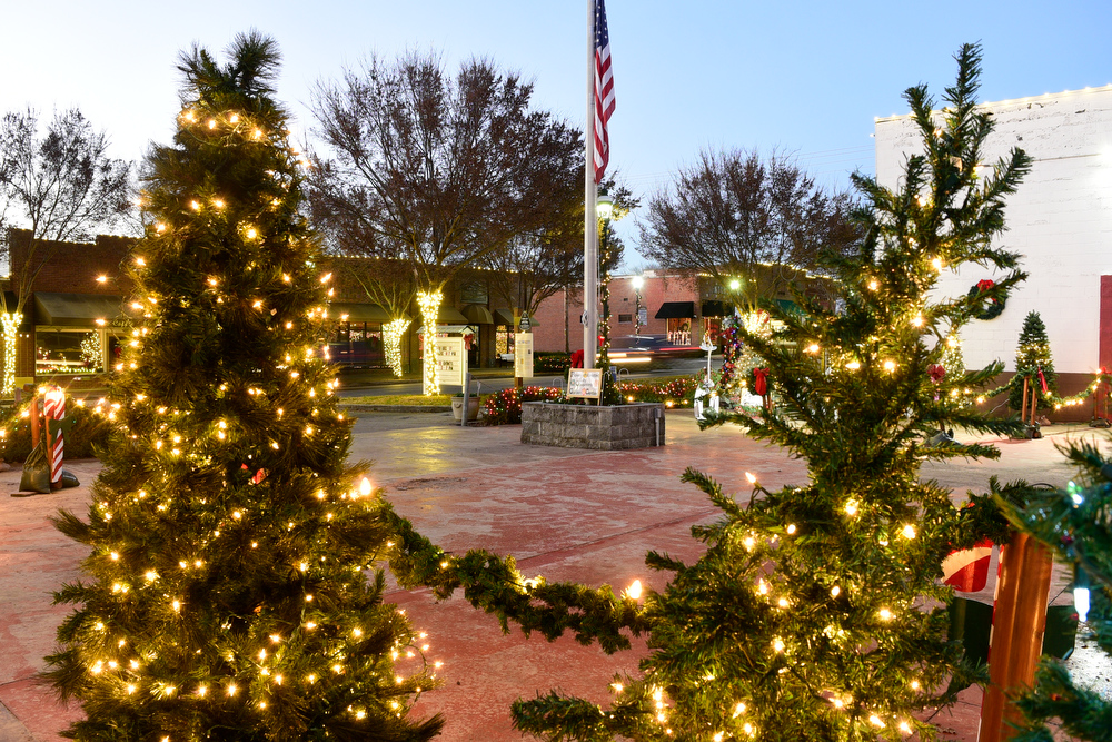 Staff Photo by Robin Rudd / A view along Main Street on Tuesday in Pikeville, Tenn. Pushed through by the vision of resident and business owner Lola Sells and the help of many others, downtown Pikeville has been transformed this year with the goal of having Christmas decorations (preferably lights) on every home and business on the main street through downtown. Sells says her goal is to make it look like a Hallmark town that people would want to come visit and spend money in.