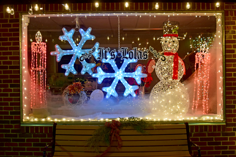 Staff Photo by Robin Rudd / It's Lola's is decorated Tuesday in a winter theme. Pushed through by the vision of resident and business owner Lola Sells and the help of many others, downtown Pikeville, Tennessee, has been transformed this year with the goal of having Christmas decorations (preferably lights) on every home and business on the main street through downtown. Sells says her goal is to make it look like a Hallmark town that people would want to come visit and spend money in.
