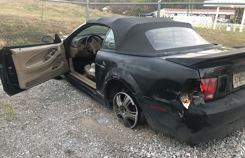 This photo shows the damage done to a suspects vehicle during a vehicle pursuit that began in the Hamilton Place mall area and ended with the suspect's arrest by Hamilton County Sheriff's Office deputies in Catoosa County, Georgia. / Photo contributed by Hamilton County Sheriff's Office